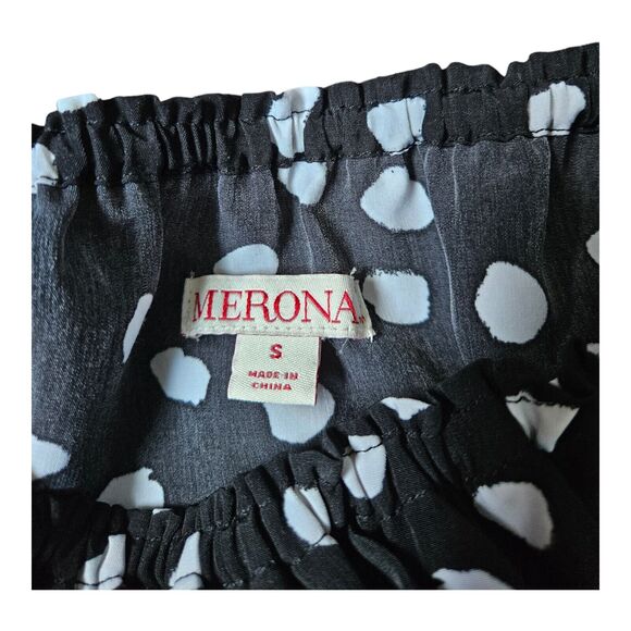 Merona Small Black, White Polka Dot Polyester Knee Length Dress - Picture 6 of 11